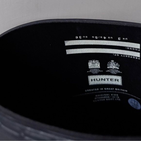 HUNTER Original Tall Wellington Matte Black Reflective Waterproof Rain Boots - Picture 10 of 10